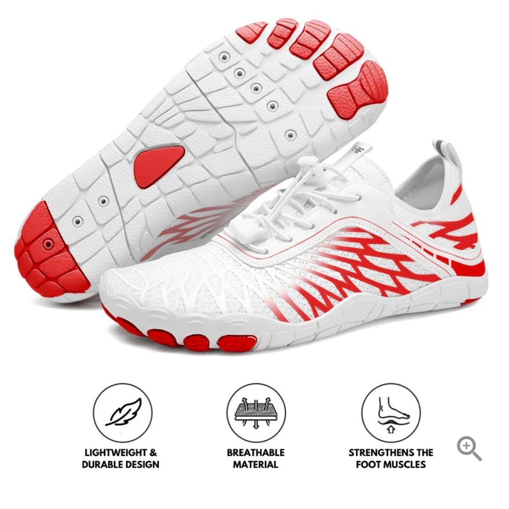 NWT Hike Lorax White Red Barefoot Hiking Shoes Unisex M 10-10.5 W 12-12.5